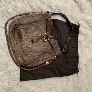 AUTHENTIC GUCCI G Wave Caramel Python shoulder bag